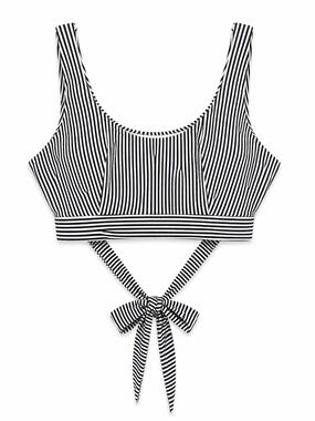 4/$20➡️ SHEIN Black & White Striped Cutout Bikini Top – Size 2X EUC
